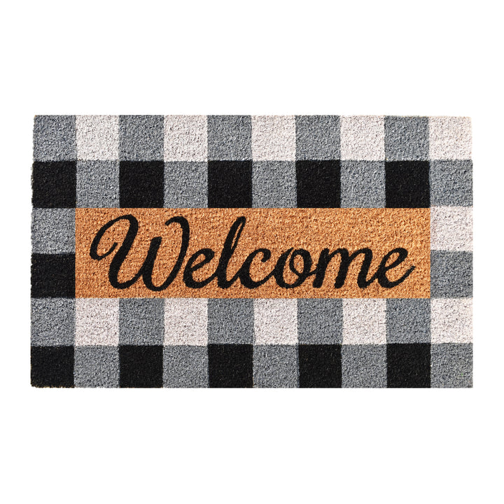 Pretty in Plaid Doormat  Black/Grey 17"x29"