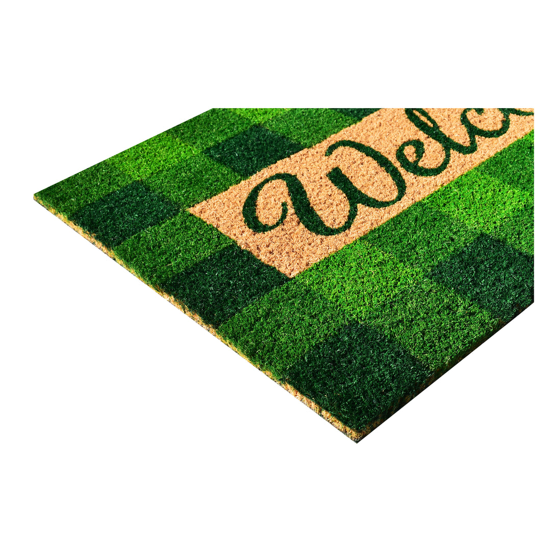 Pretty in Plaid Doormat  Green/Natural 17"x29"