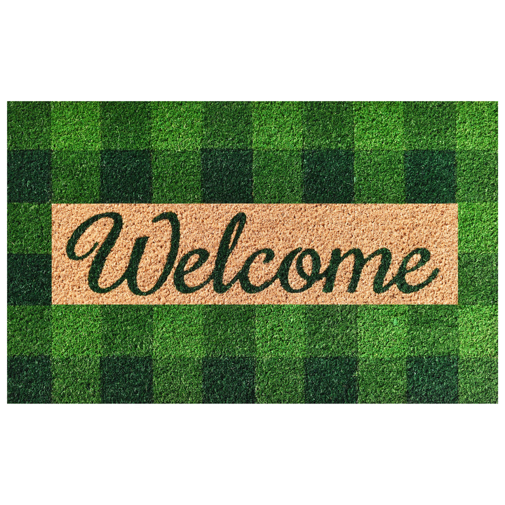 Pretty in Plaid Doormat  Green/Natural 17"x29"