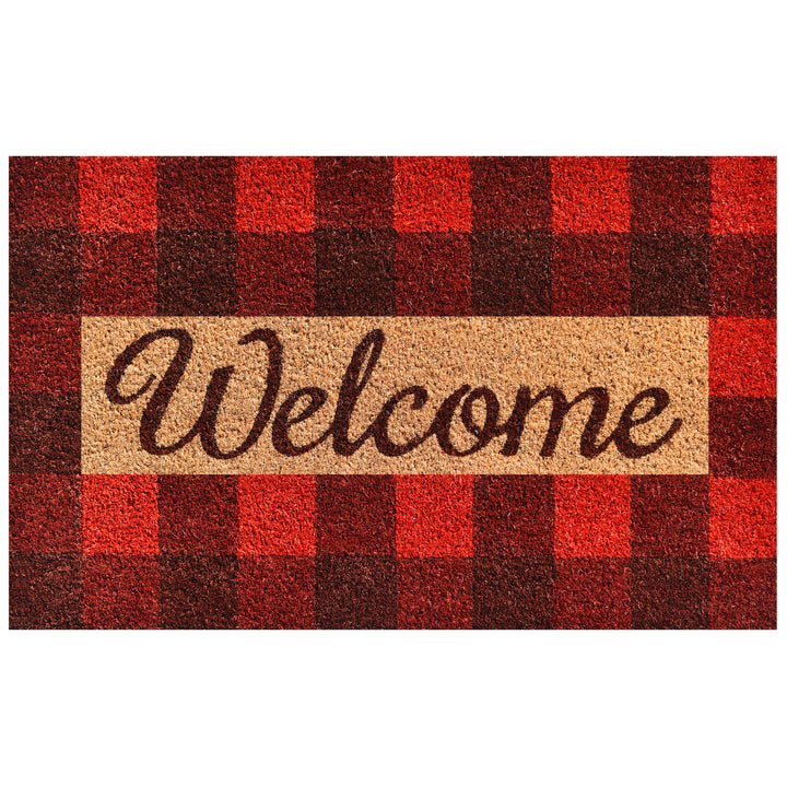 Pretty in Plaid Doormat  Red/Natural 17"x29"