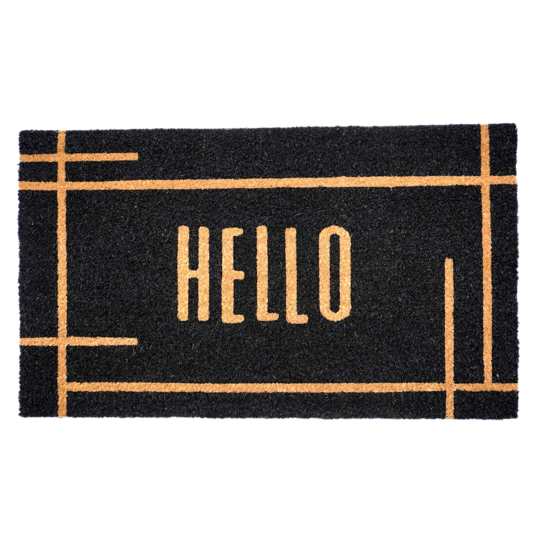 Modern Black Hello Doormat Black / 24"x36"