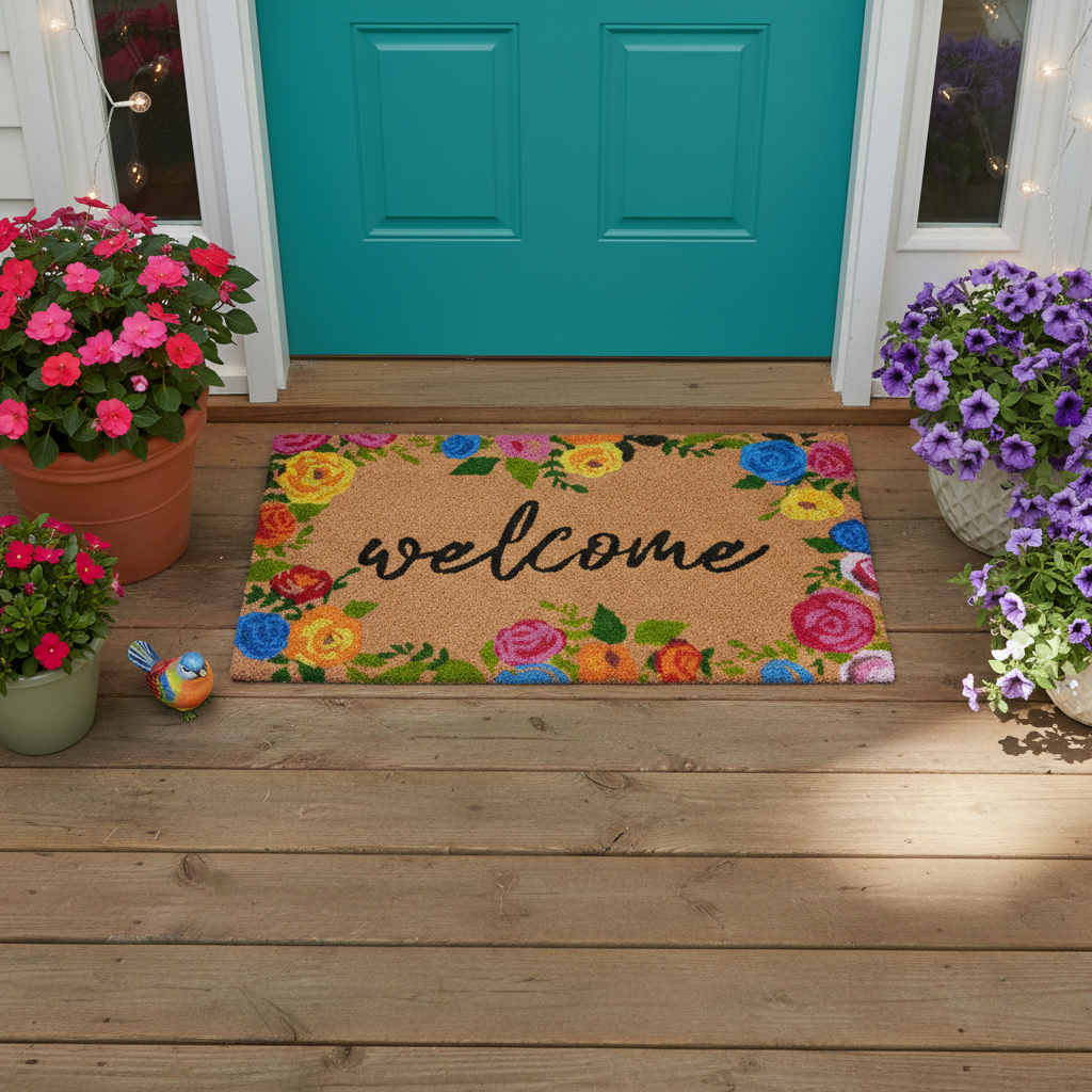 Colorful Roses Welcome Doormat
