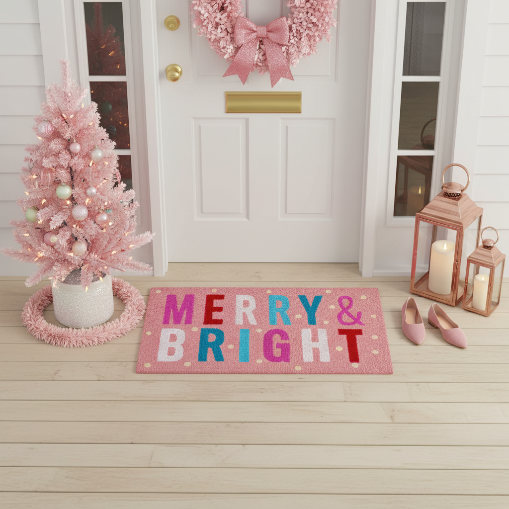 Pink Merry & Bright Doormat