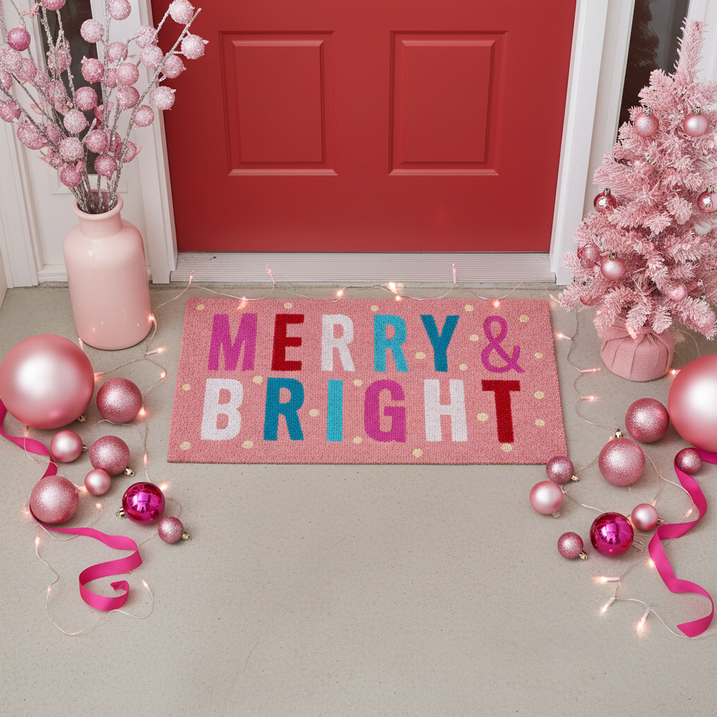 Pink Merry & Bright Doormat