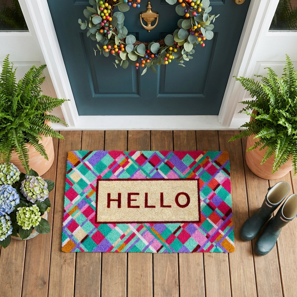 Jazzy Abstract Hello Doormat