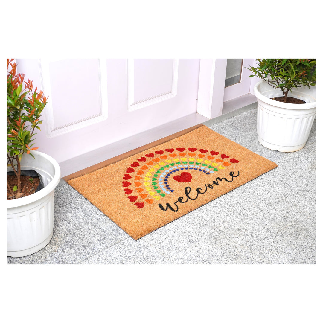 Rainbow Heart Doormat 17"x29"