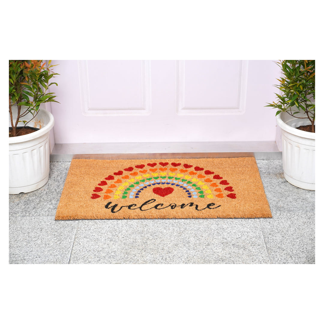 Rainbow Heart Doormat 17"x29"
