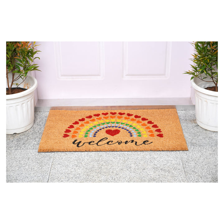 Rainbow Heart Doormat 17"x29"