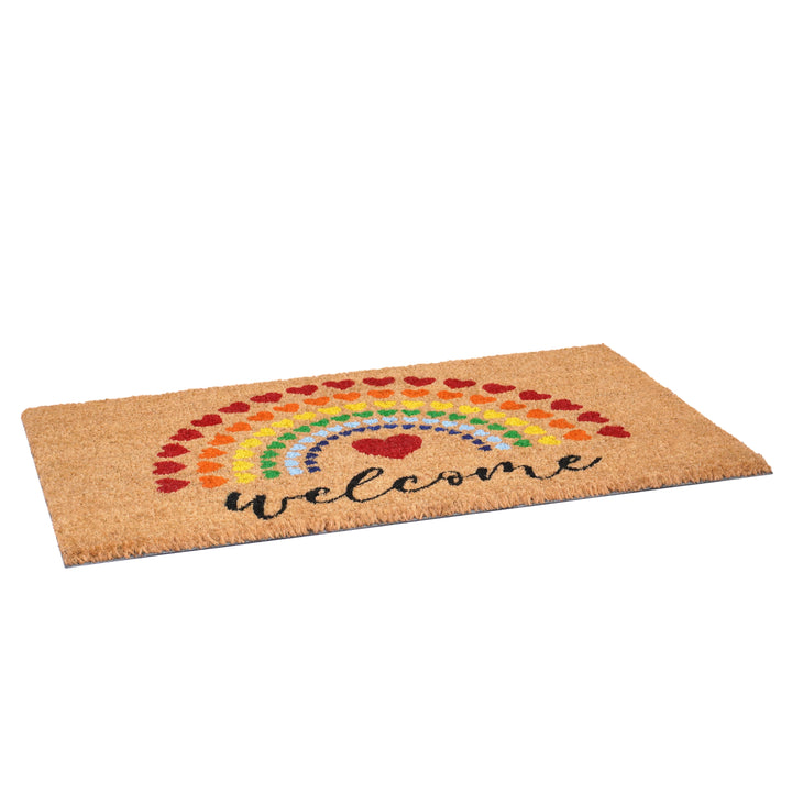 Rainbow Heart Doormat 17"x29"