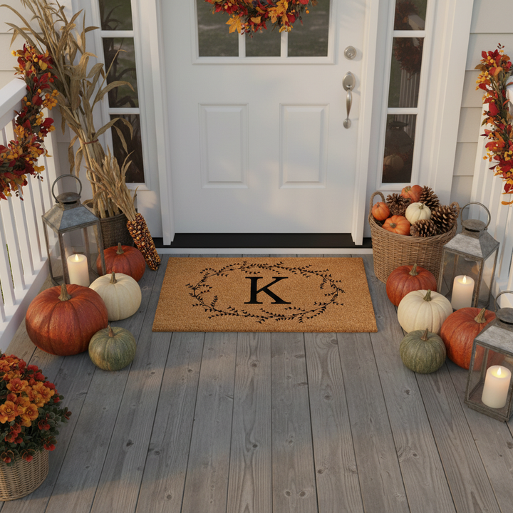 Rustic Leaf Vine Monogrammed Doormat