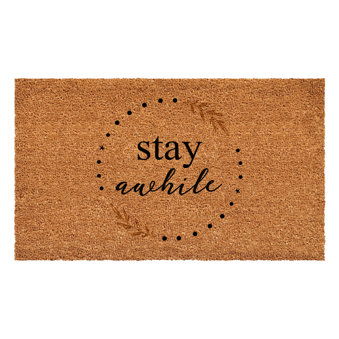 Stay A While Wreath Doormat 17"x29"