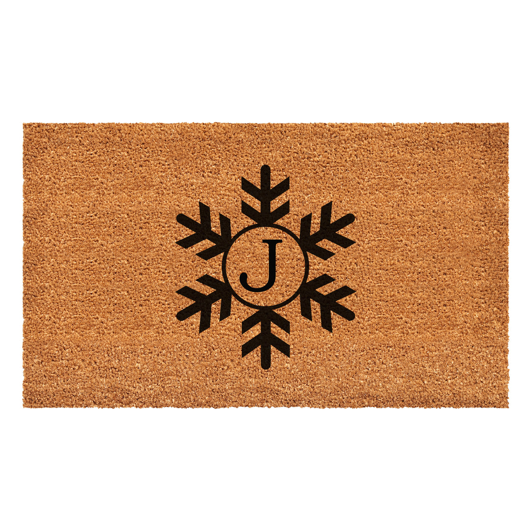 Snowflake Monogram Doormat  (Letter J) 36"x72" / J