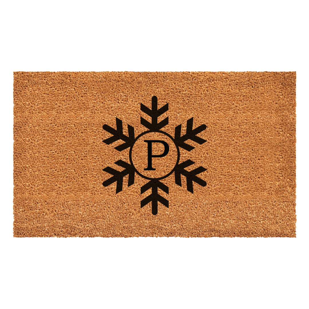 Snowflake Monogram Doormat  (Letter P) 36"x72" / P