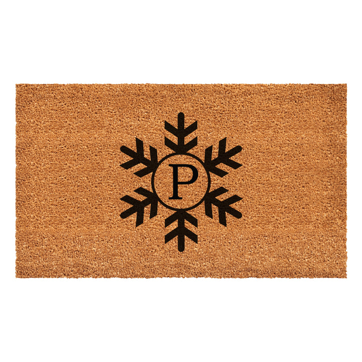 Snowflake Monogram Doormat  (Letter P) 36"x72" / P