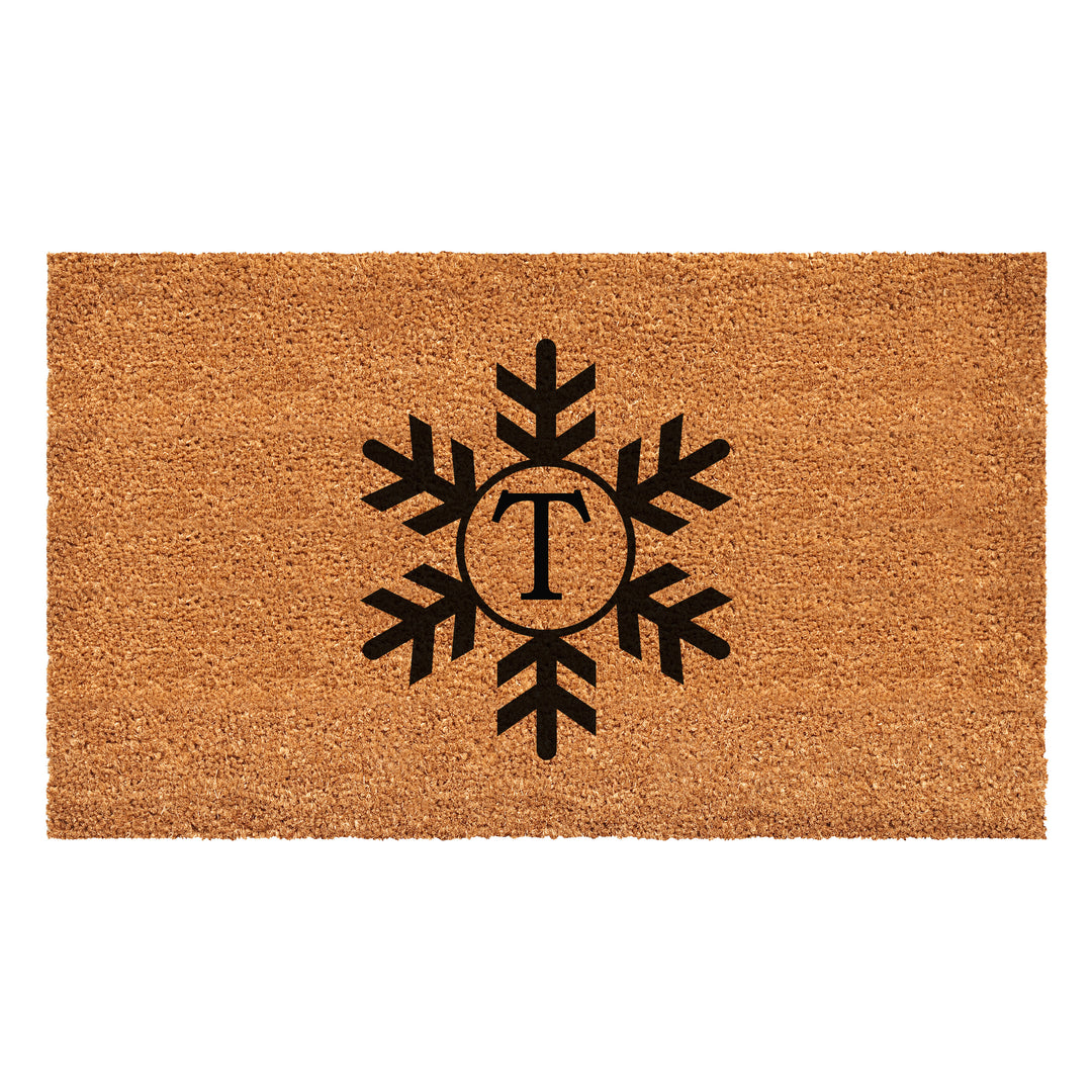Snowflake Monogram Doormat  (Letter T) 36"x72" / T
