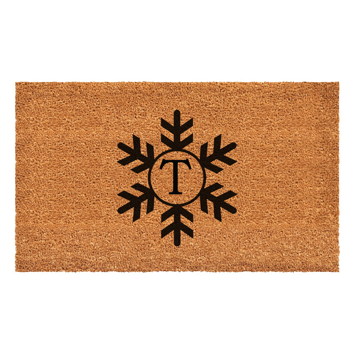 Snowflake Monogram Doormat  (Letter T) 36"x72" / T