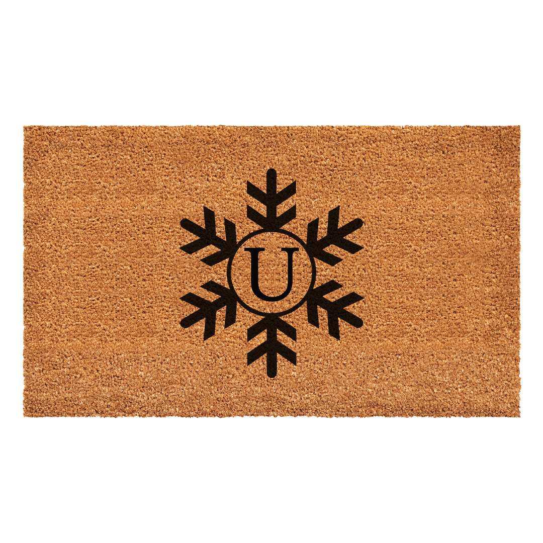 Snowflake Monogram Doormat  (Letter U) 36"x72" / U