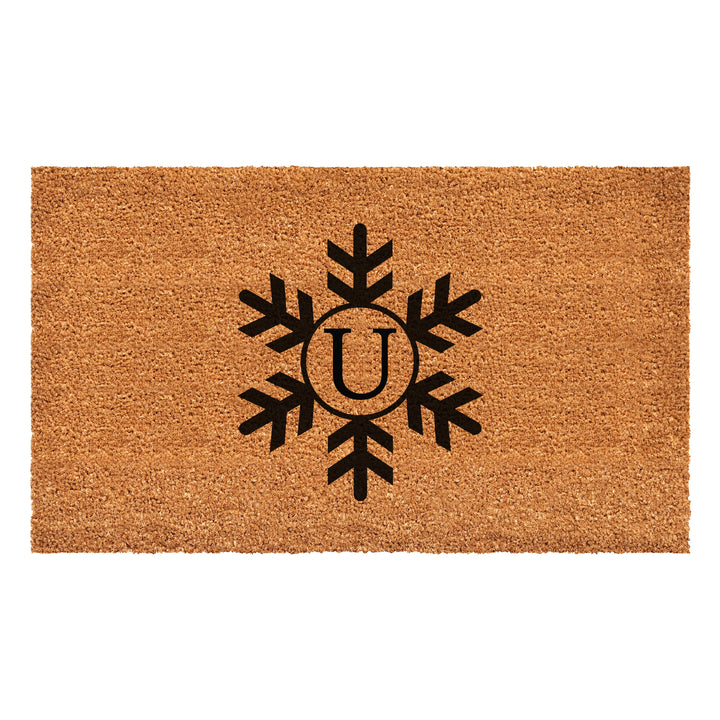 Snowflake Monogram Doormat  (Letter U) 36"x72" / U