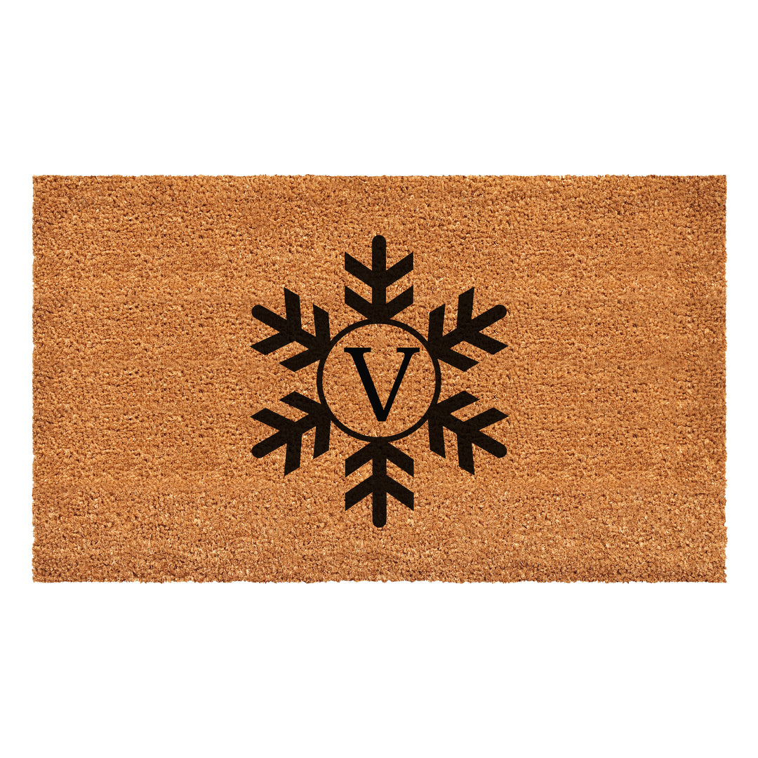 Snowflake Monogram Doormat  (Letter V) 36"x72" / V