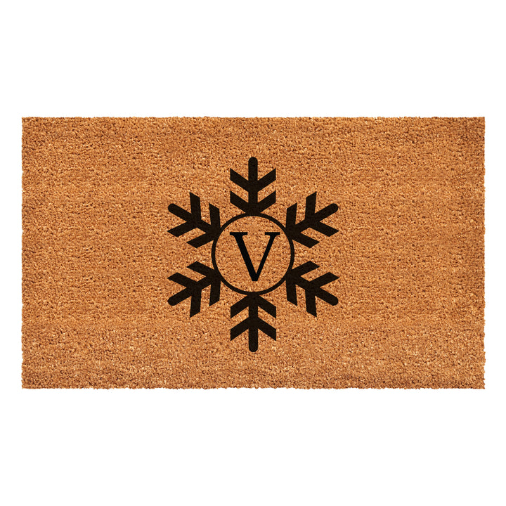 Snowflake Monogram Doormat  (Letter V) 36"x72" / V