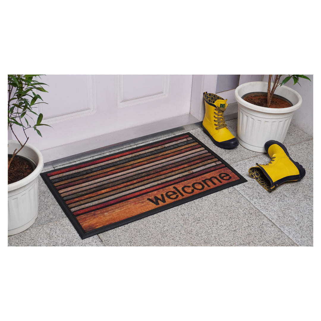 Welcome Stripes Doormat 18"x30"