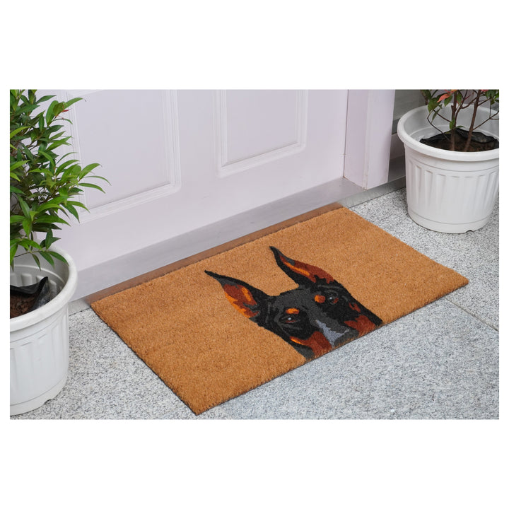 Black Doberman Doormat 17"x29" / Black Doberman