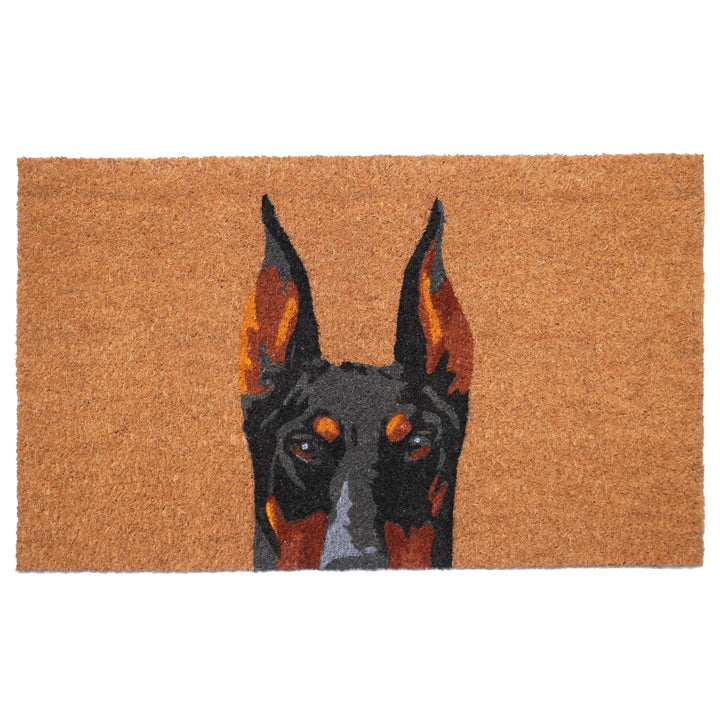 Black Doberman Doormat 17"x29" / Black Doberman