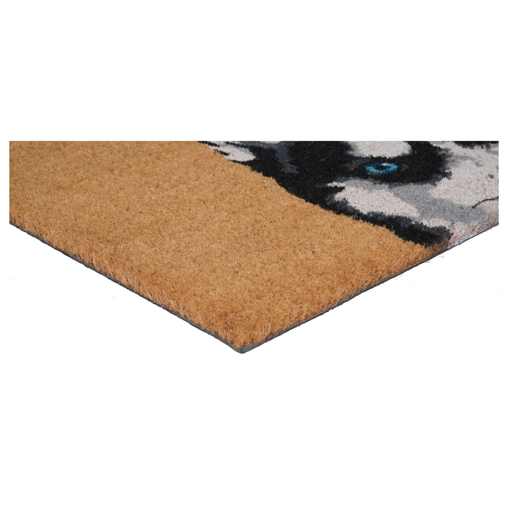 Black Siberian Husky Doormat 17"x29" / Black Siberian Husky