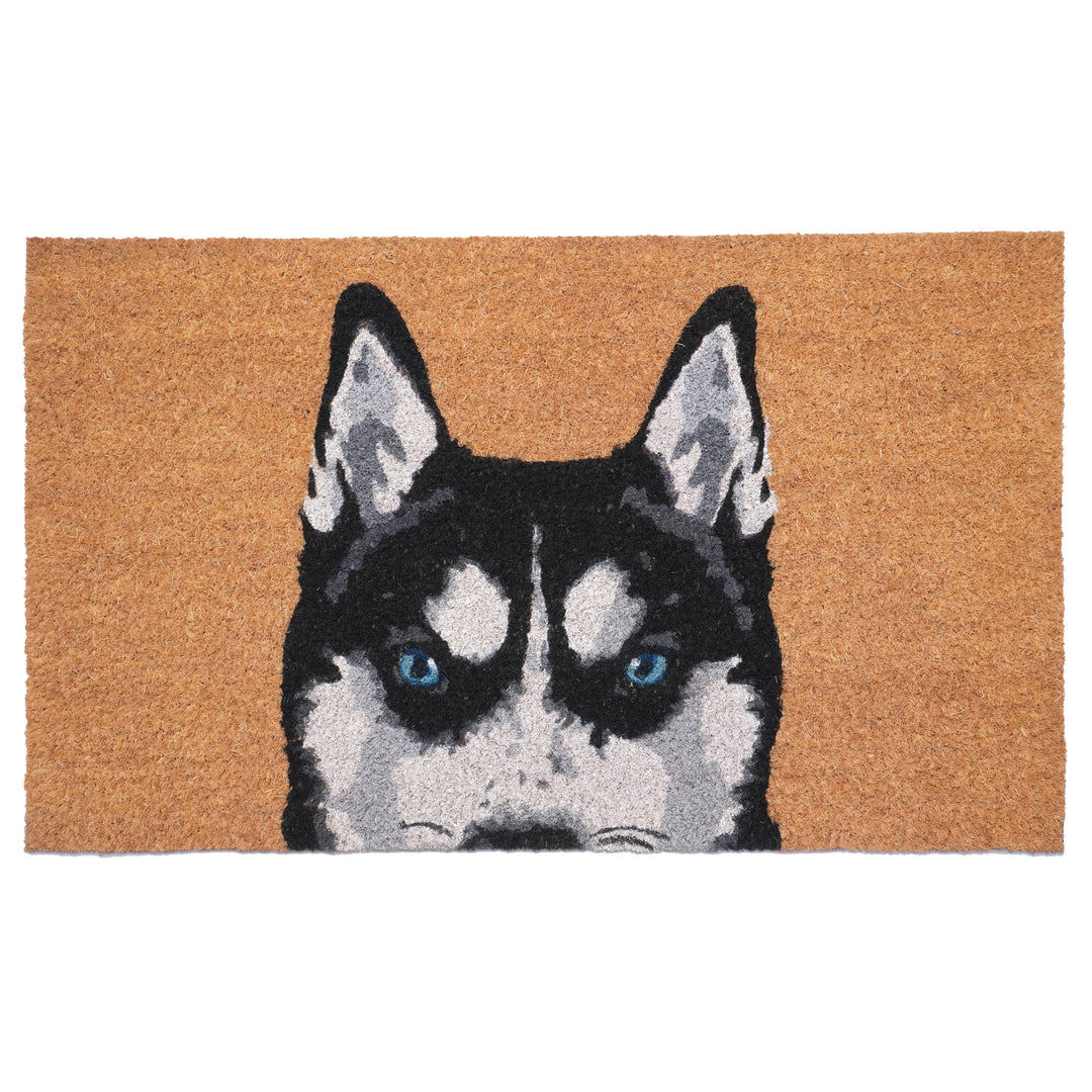 Black Siberian Husky Doormat 17"x29" / Black Siberian Husky
