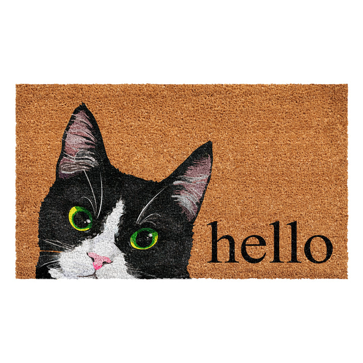 Black White Tuxedo Cat Doormat 24"x36" / Black White Tuxedo