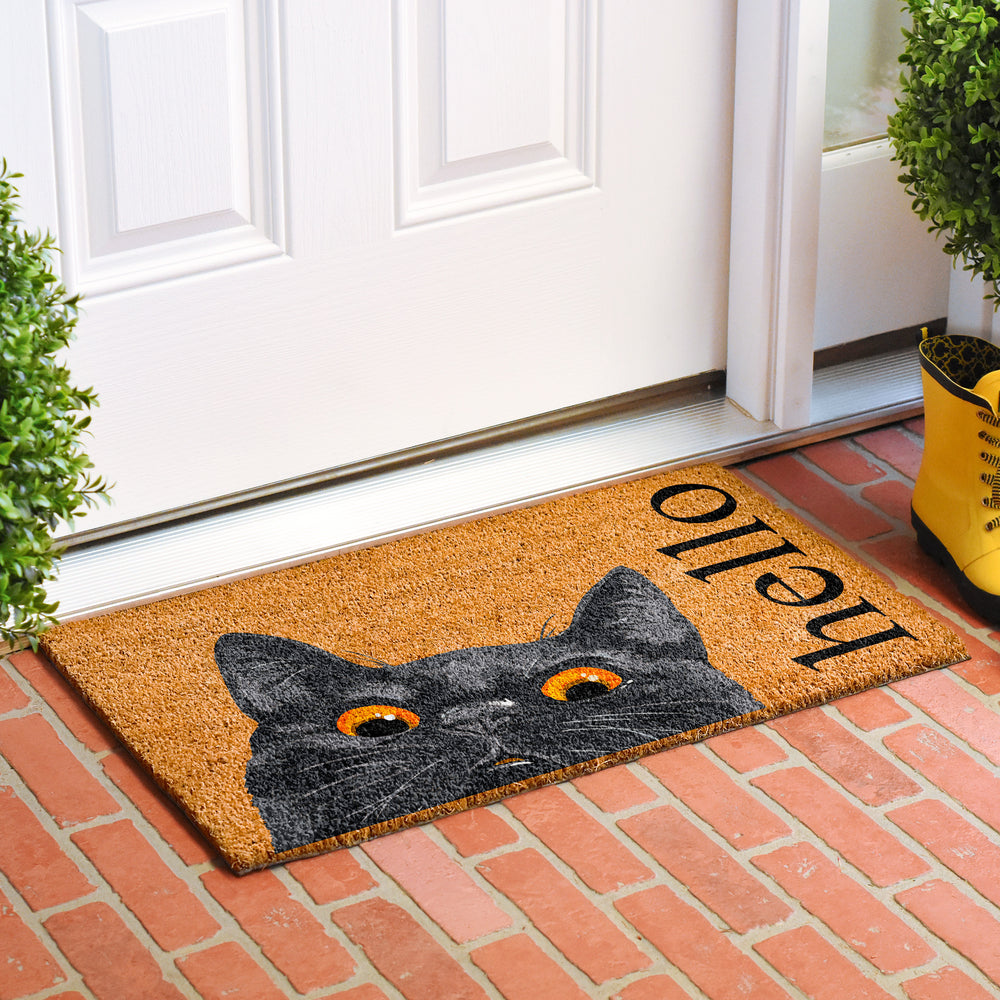 Black Bombay Cat  Doormat 24"x36" / Black Bombay