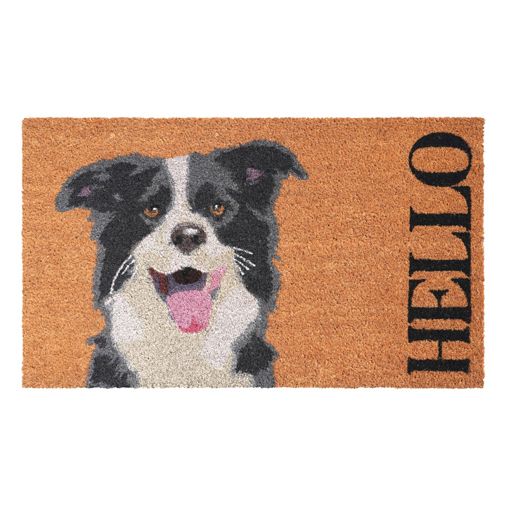Black/White Border Collie Doormat 17"x29" / Black/White Border Collie