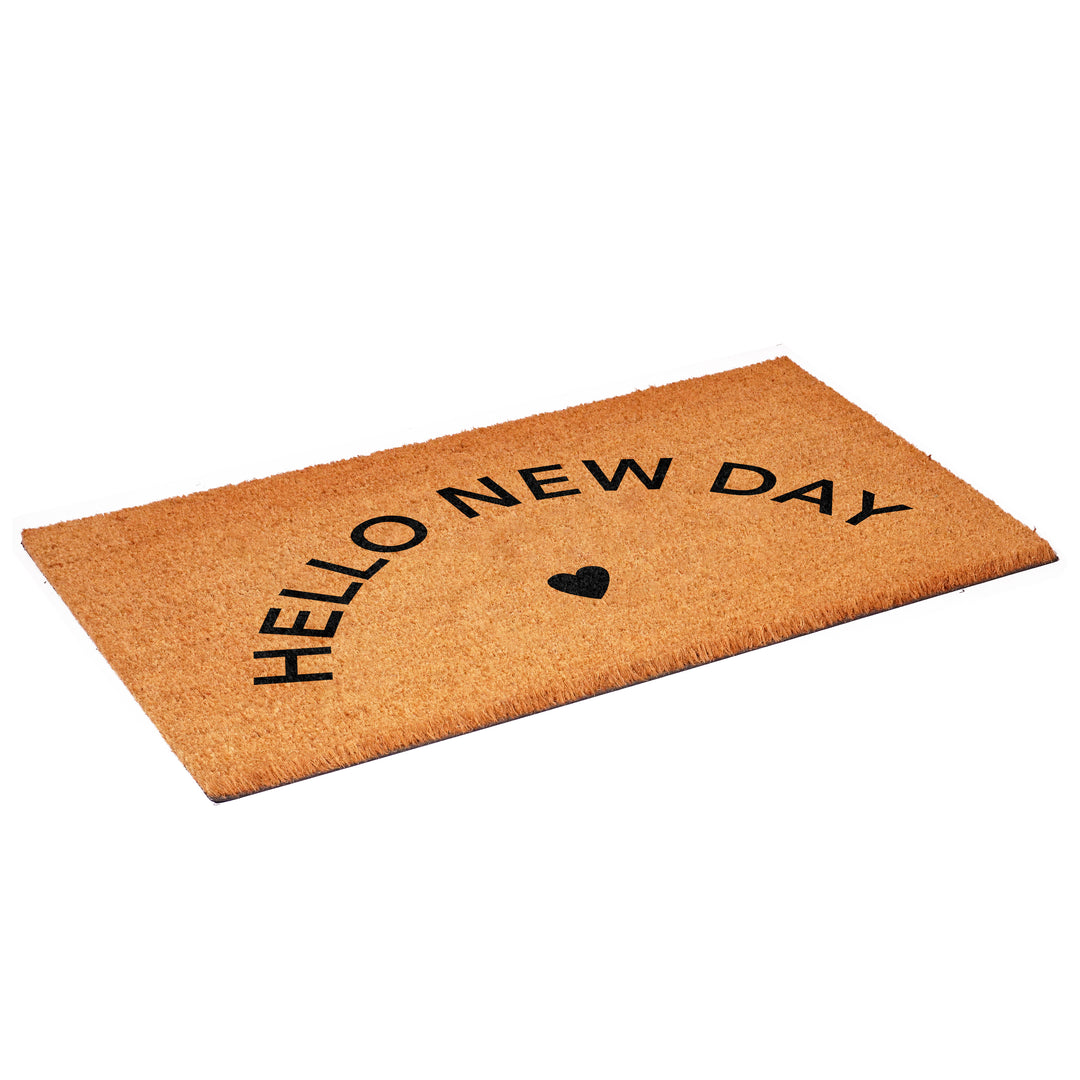 Hello New Day Black Doormat Black / 17"x29"