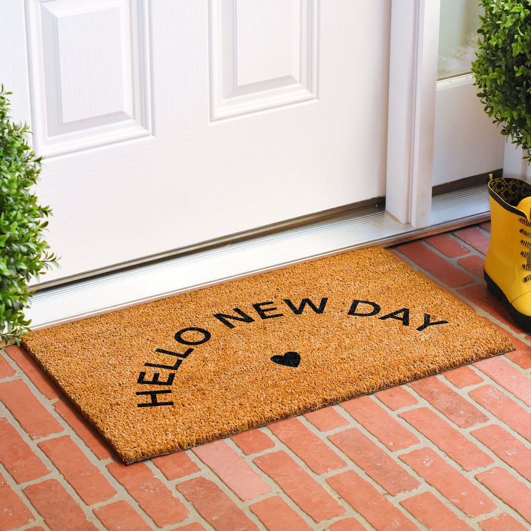 Hello New Day Black Doormat Black / 17"x29"