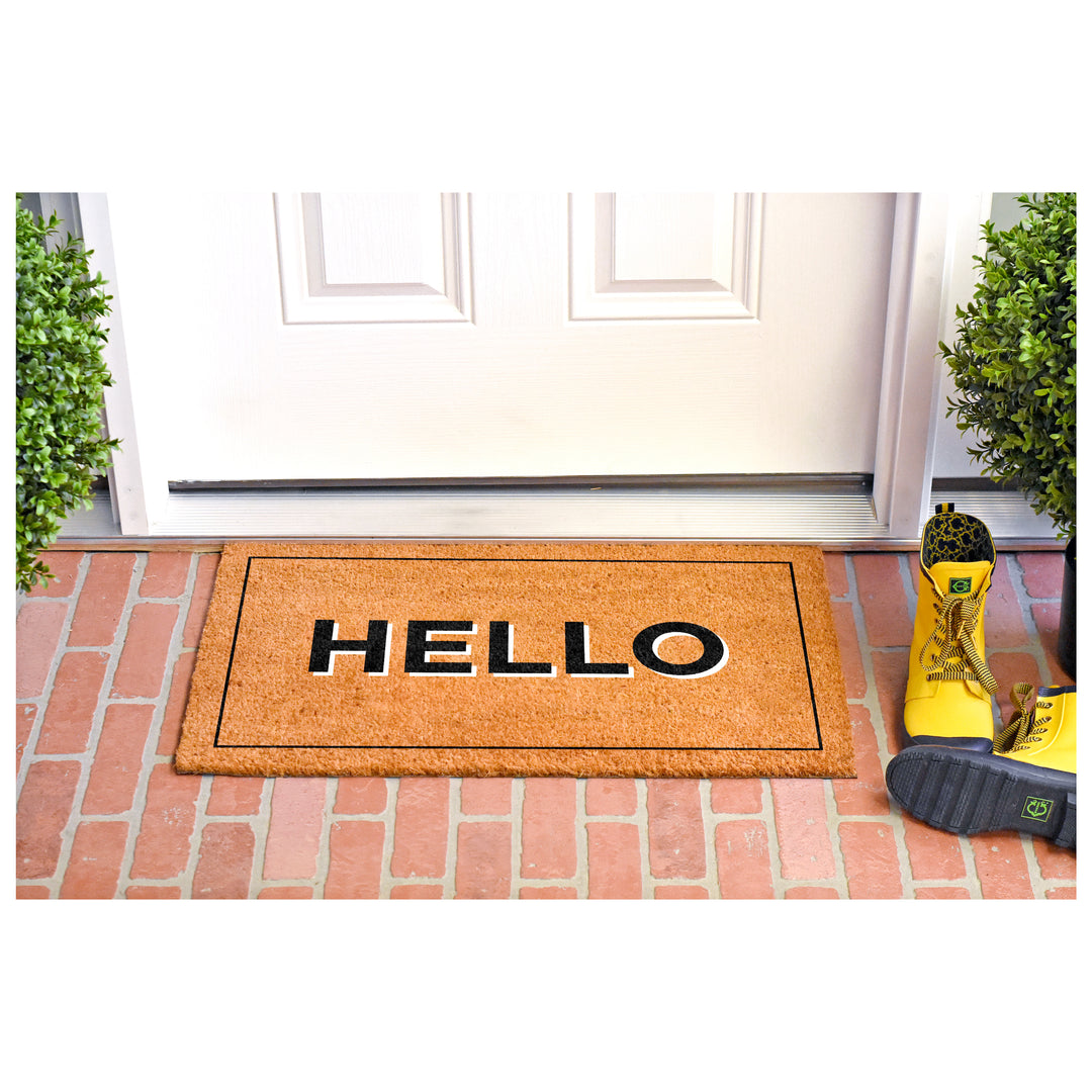 Hello With Border Doormat 17"x29"