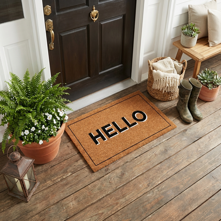 Retro Block Hello Doormat