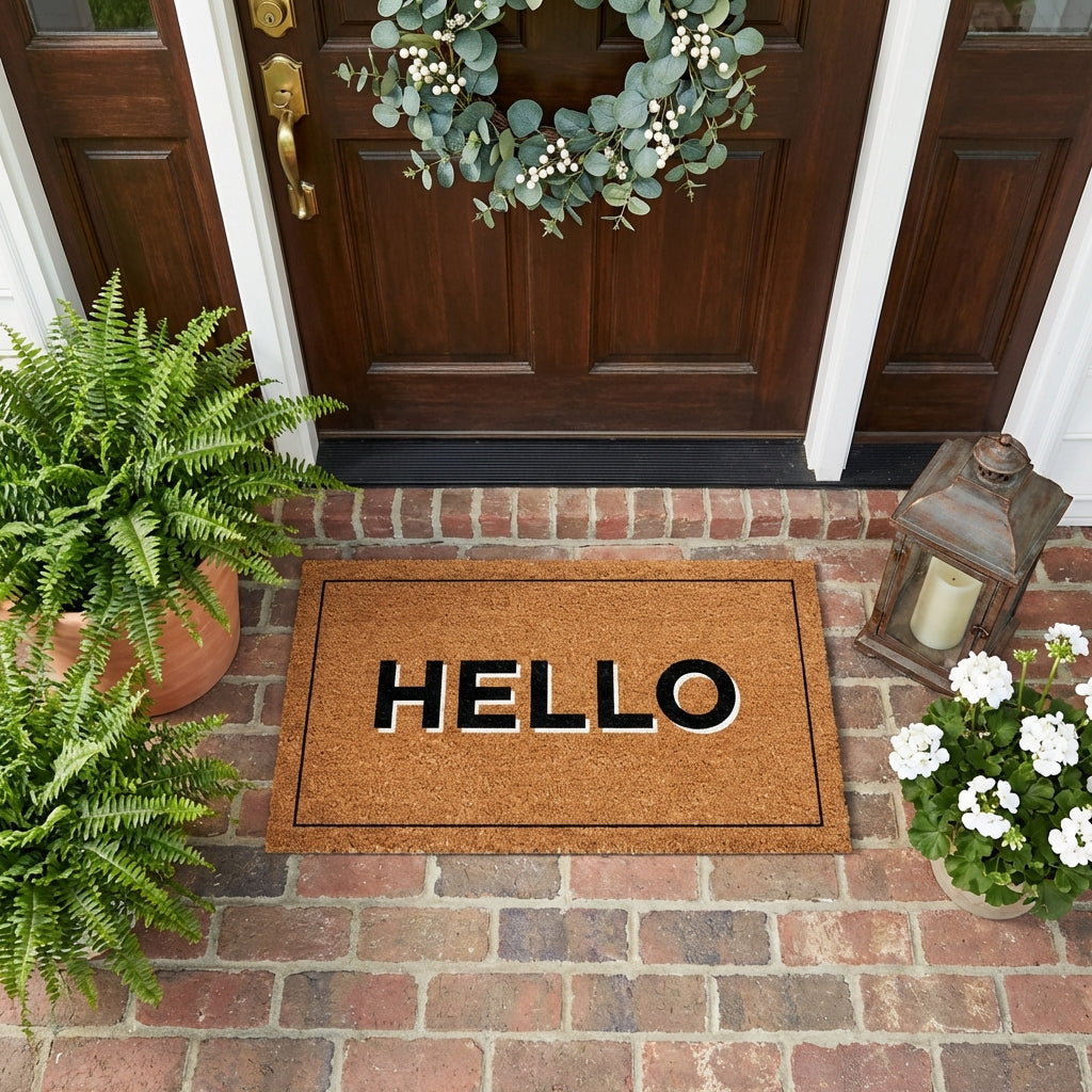 Retro Block Hello Doormat