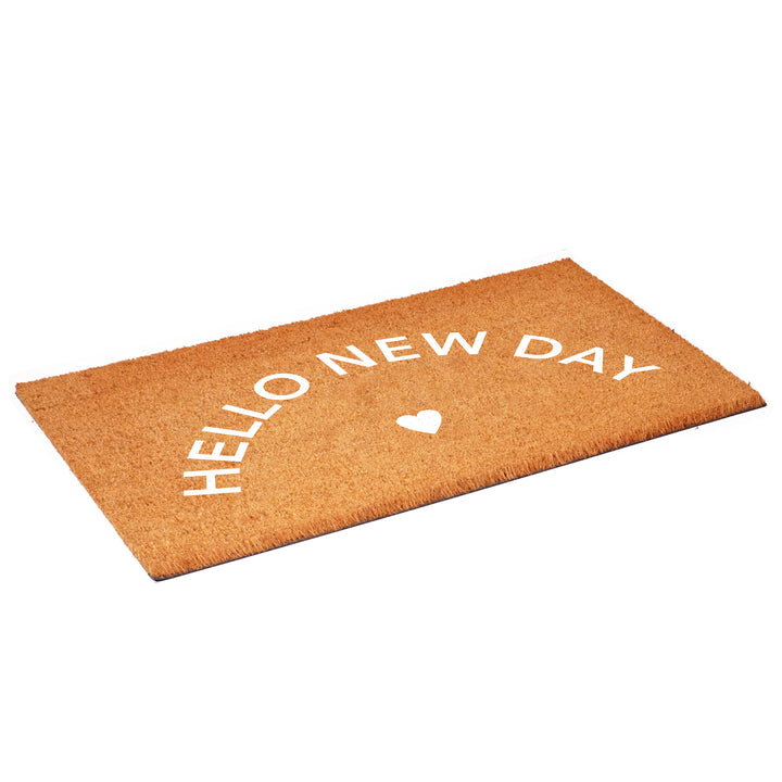 Hello New Day White Doormat White / 17"x29"