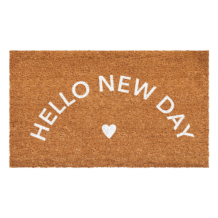 Hello New Day White Doormat White / 24"x36"