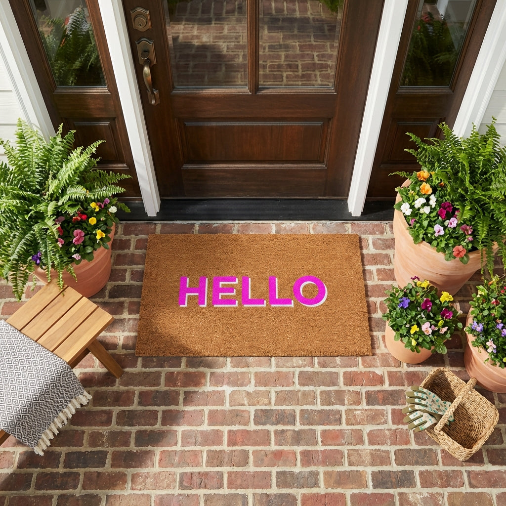 Retro Block Hello Doormat