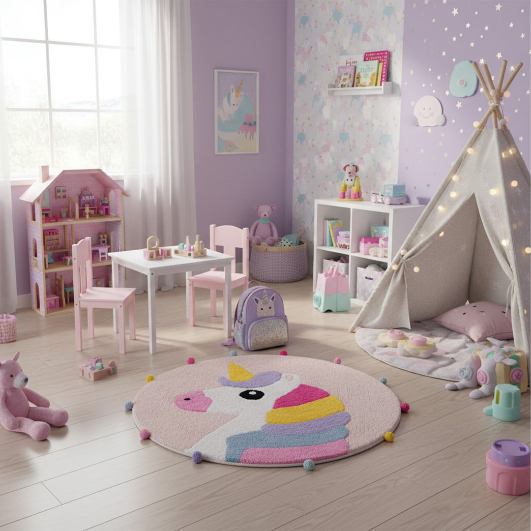 Round Unicorn Rug