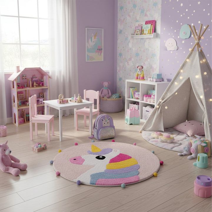 Round Unicorn Rug