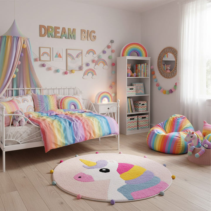 Round Unicorn Rug