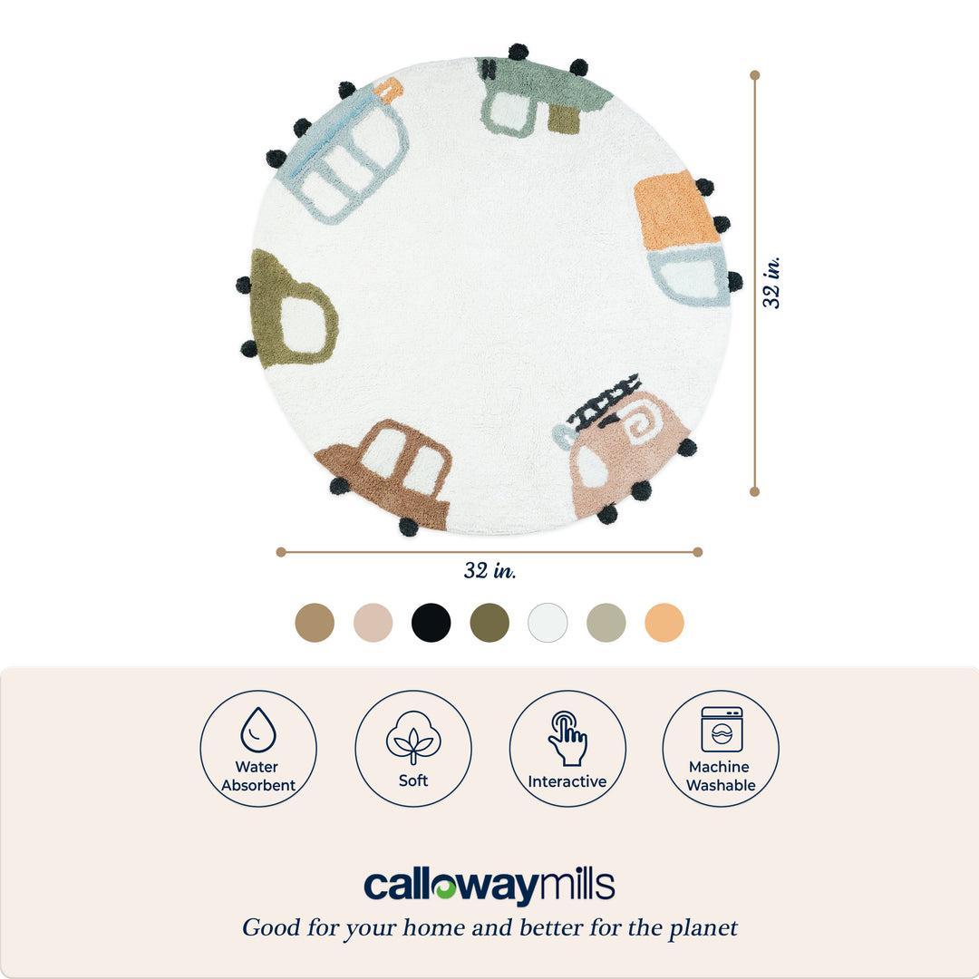 Round Toy Car Rug
