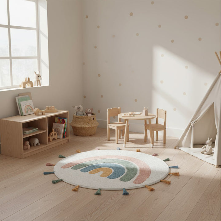 Pastel Rainbow Tassel Rug