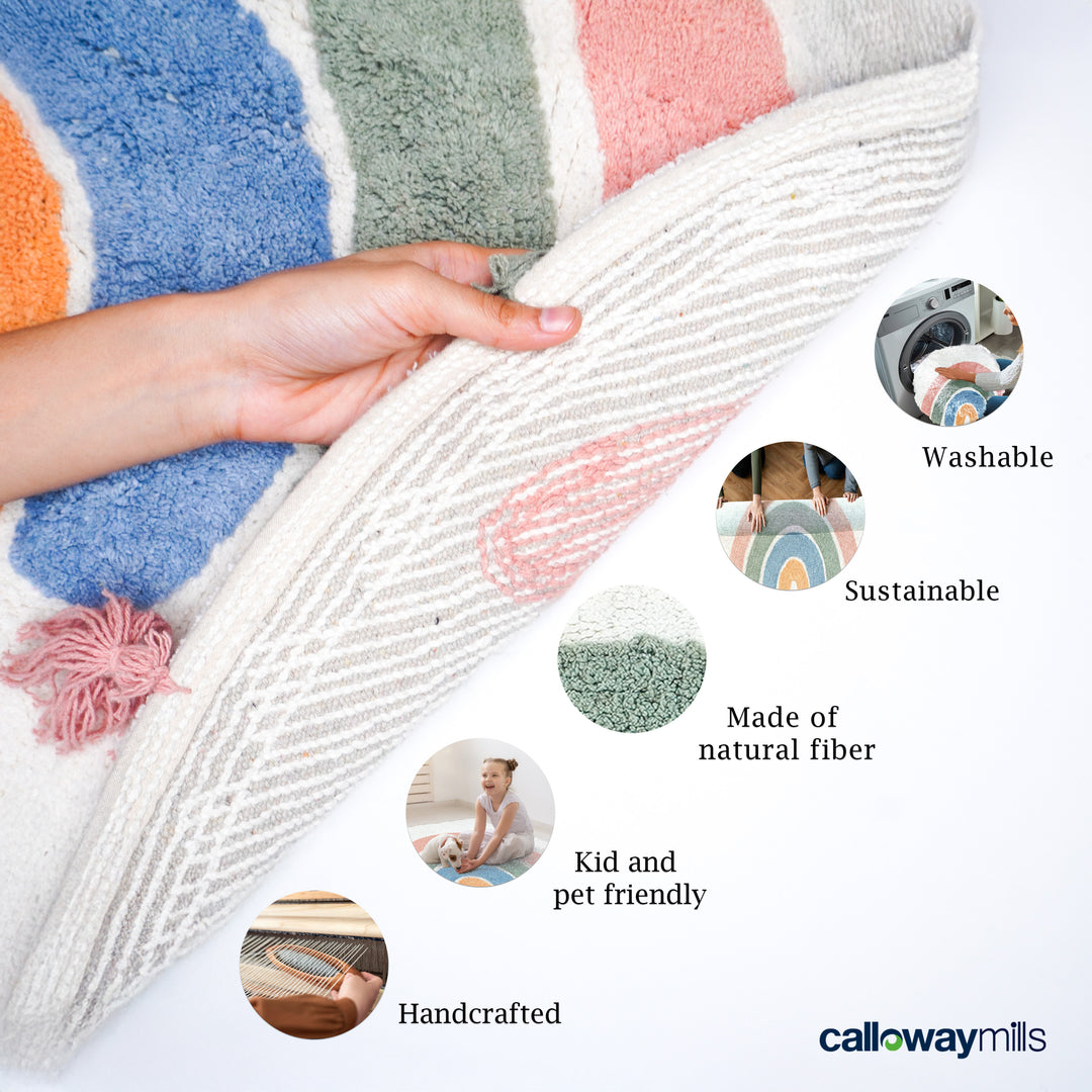 Pastel Rainbow Tassel Rug