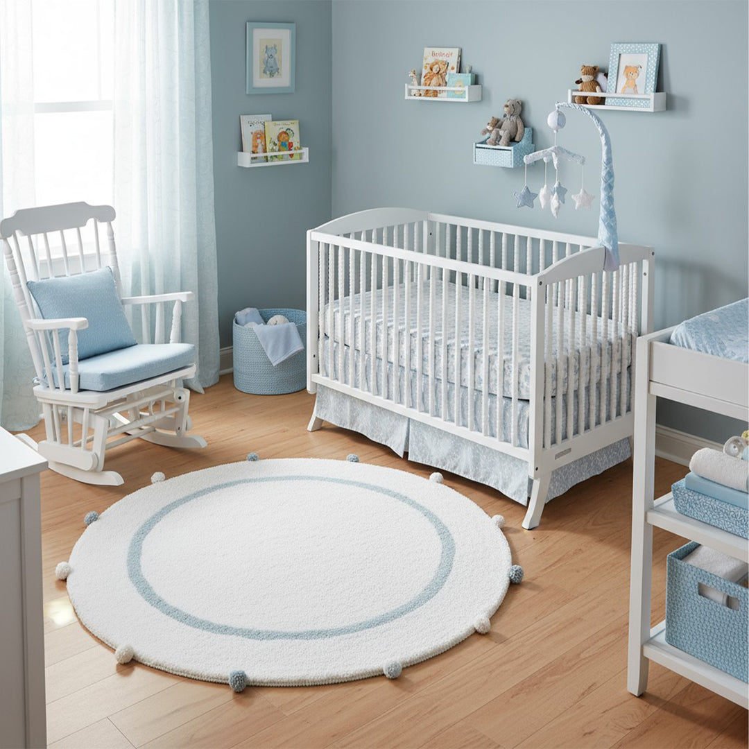Baby Blue Pom Pom Rug