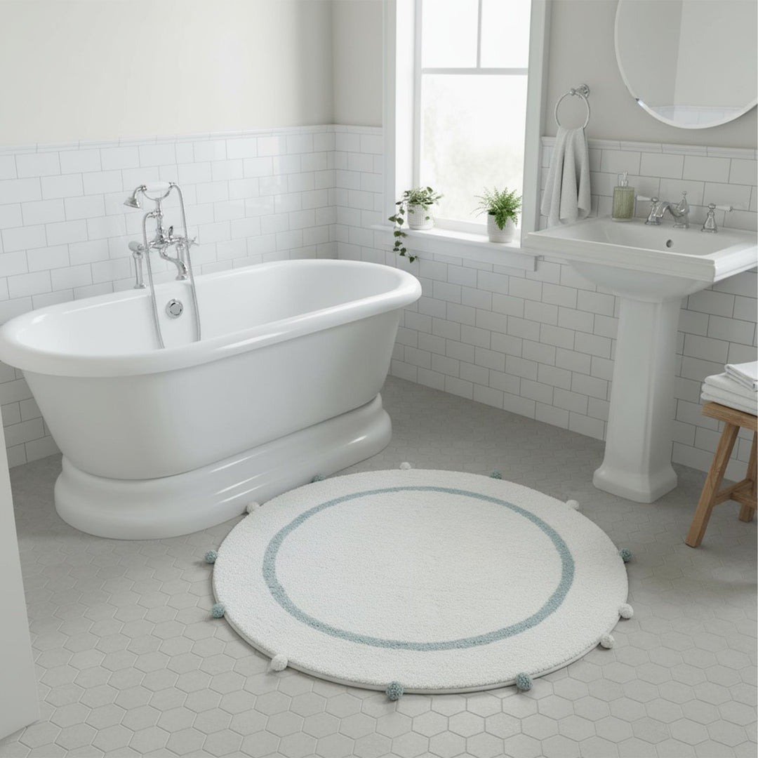 Baby Blue Pom Pom Rug