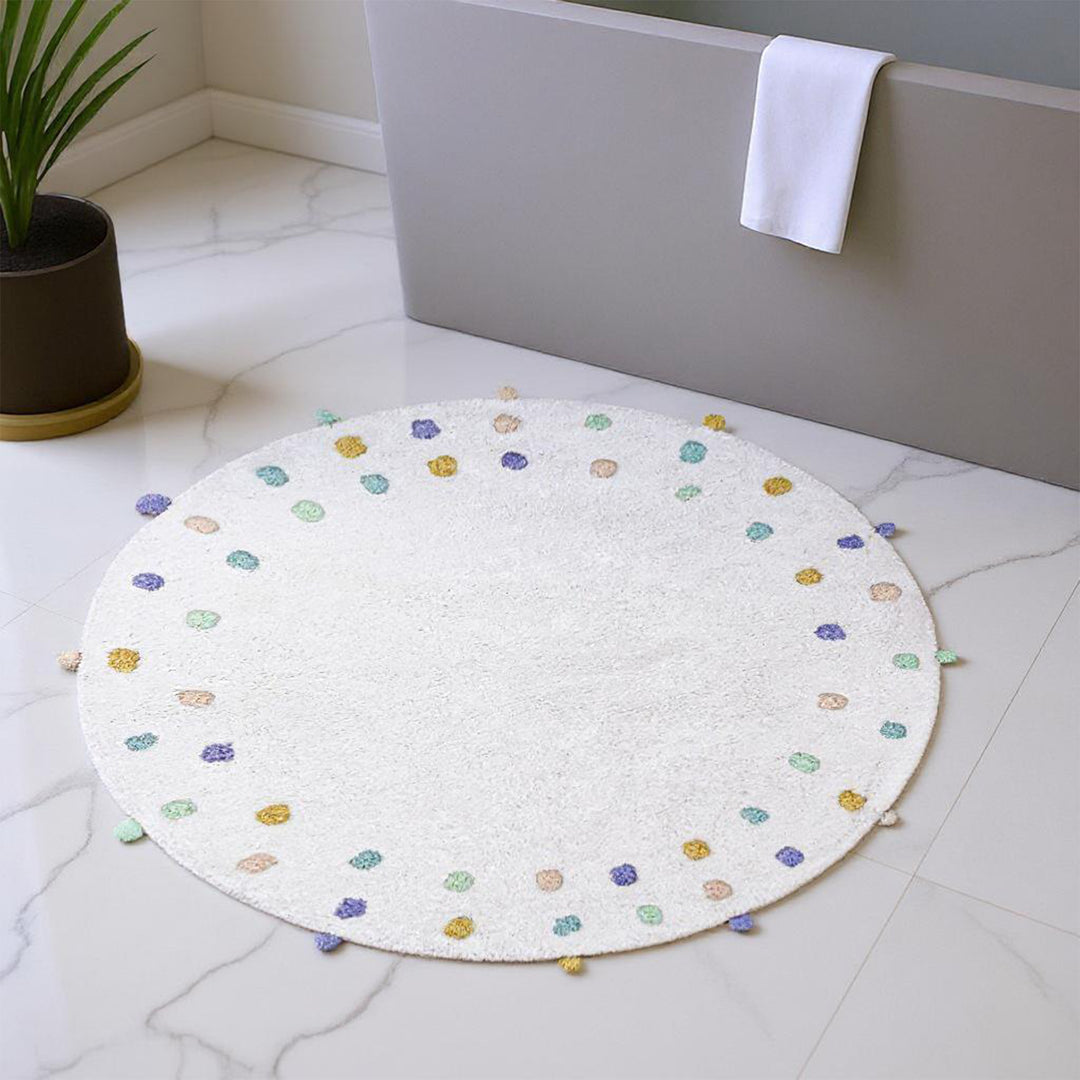 Round Confetti Pom Pom Rug