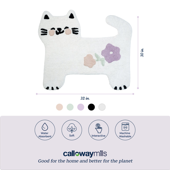 White Flower Kitty Rug